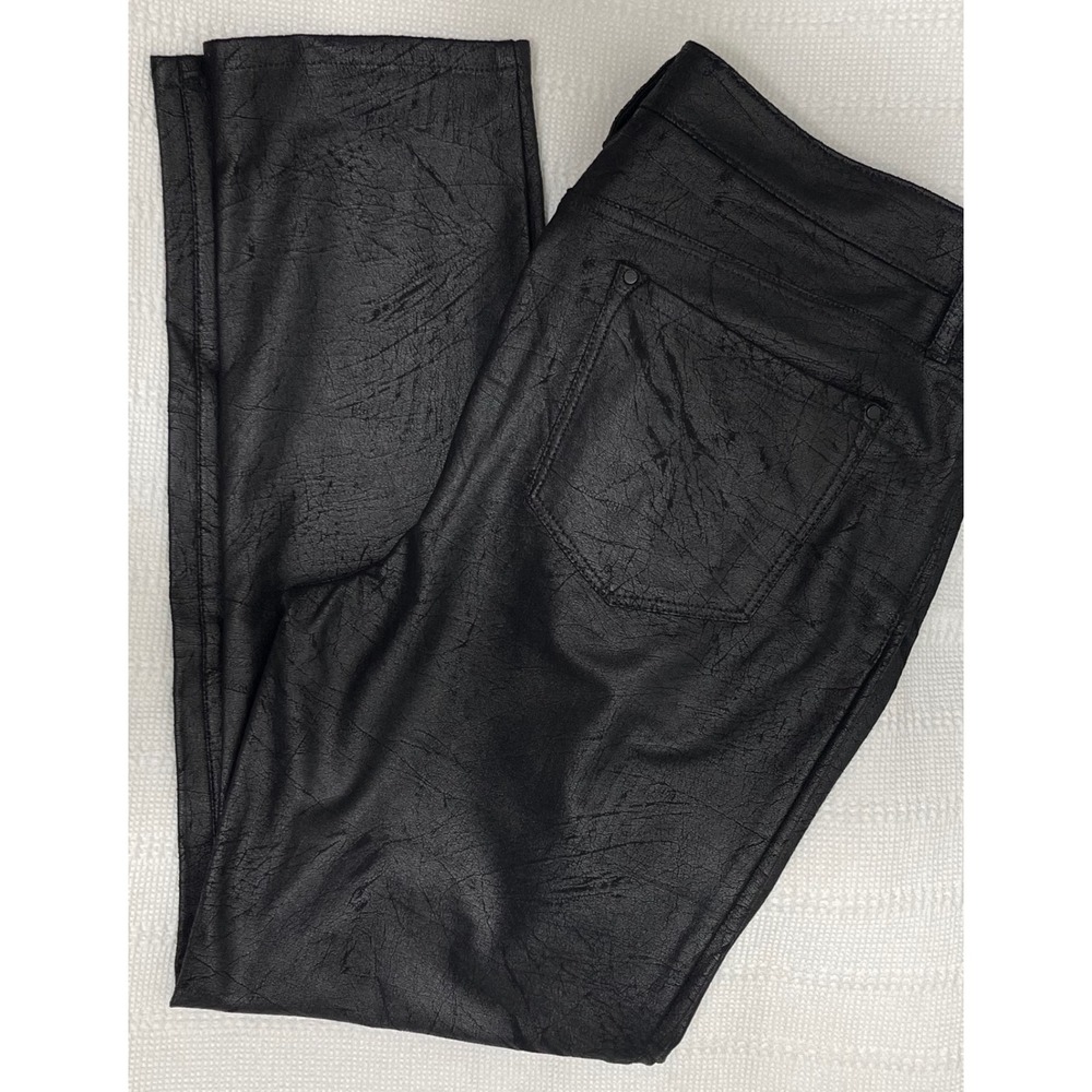 Chicos Faux Suede Pants Sz 2‎ R Black Shimmer Soft Stretch Ultimate Fit Jegging